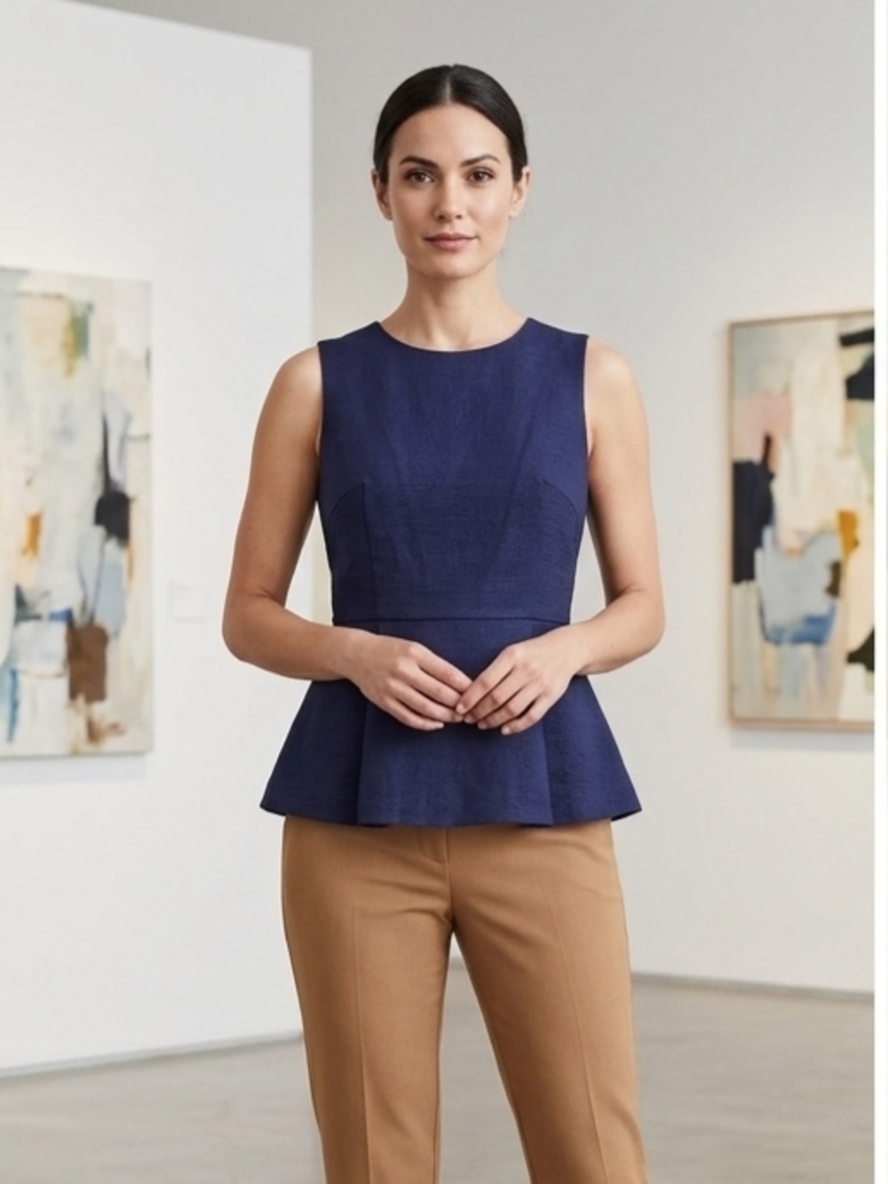 Banana Republic Navy Peplum Sleeveless Camisole Size 6